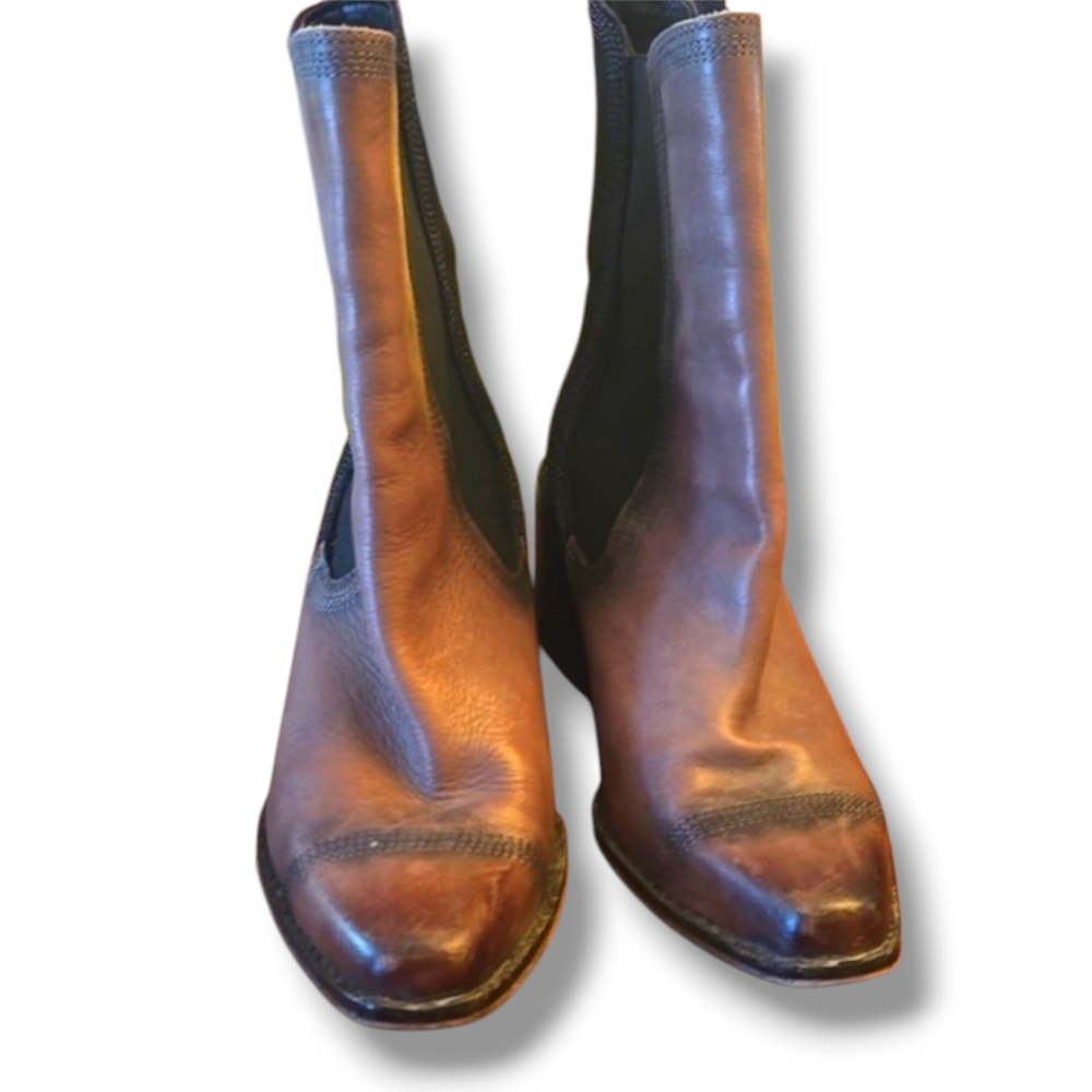 Free People Benson Brown and Black Leather Chelsea Boots - Picture 3 of 10